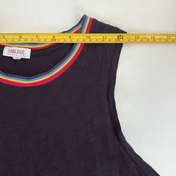 Goldie Lewinter rainbow tipped black crewneck tank top - Picture 11 of 15